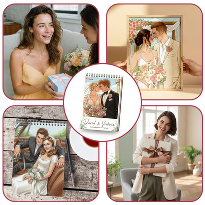 Personalized Wedding Memory Coloring Book for Adults – Custom Coloring Pages from Your Wedding Photos , 12–48 Pages, Memory Keepsake Gift, Premium Wooden Cover, Spiral Binding