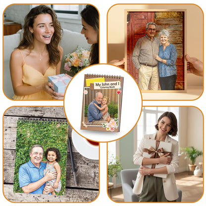 Custom Photo Coloring Book for Grandma & Grandpa, Personalized Memory Gift