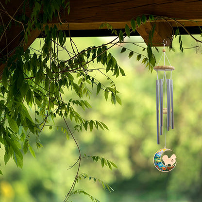 Netecom Pomeranian Dog Wind Chimes Memorial, Personalized Pet Memorial Wind Chimes for Dog Suncatcher, Pom Dog Loss Memorial Ornament, Loss of Pet Sympathy Gift, Remembrance Windchime Outside Garden Decor