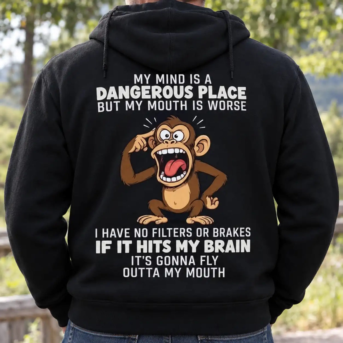 Funny Monkey T-Shirt, No Filter Humor Graphic Tee for Men