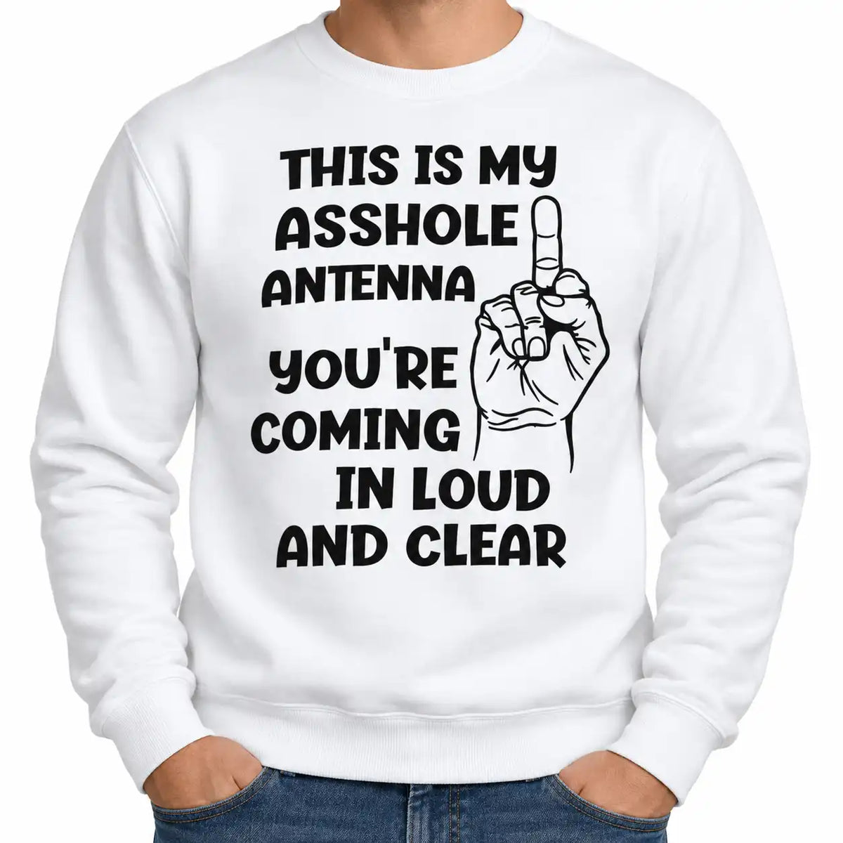 Funny Asshole Antenna T-Shirt, Rude Sarcastic Graphic Tee, Middle Finger Humor Shirt