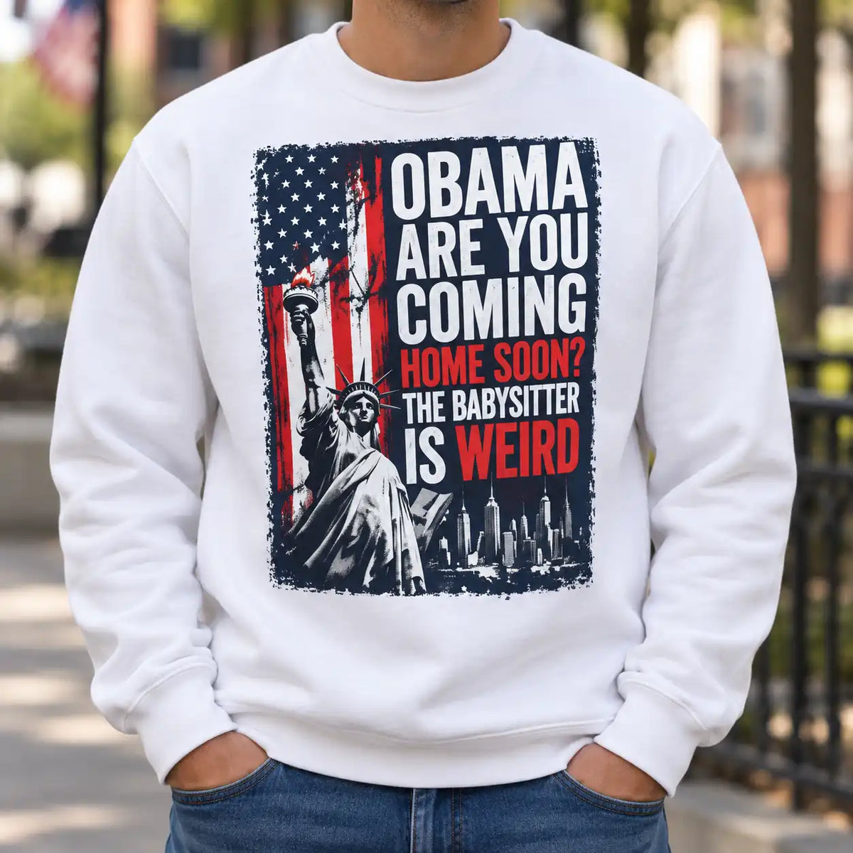Obama Funny Graphic T-Shirt, Patriotic Statue of Liberty Tee, Retro Political Humor Shirt, Bold Casual Gift
