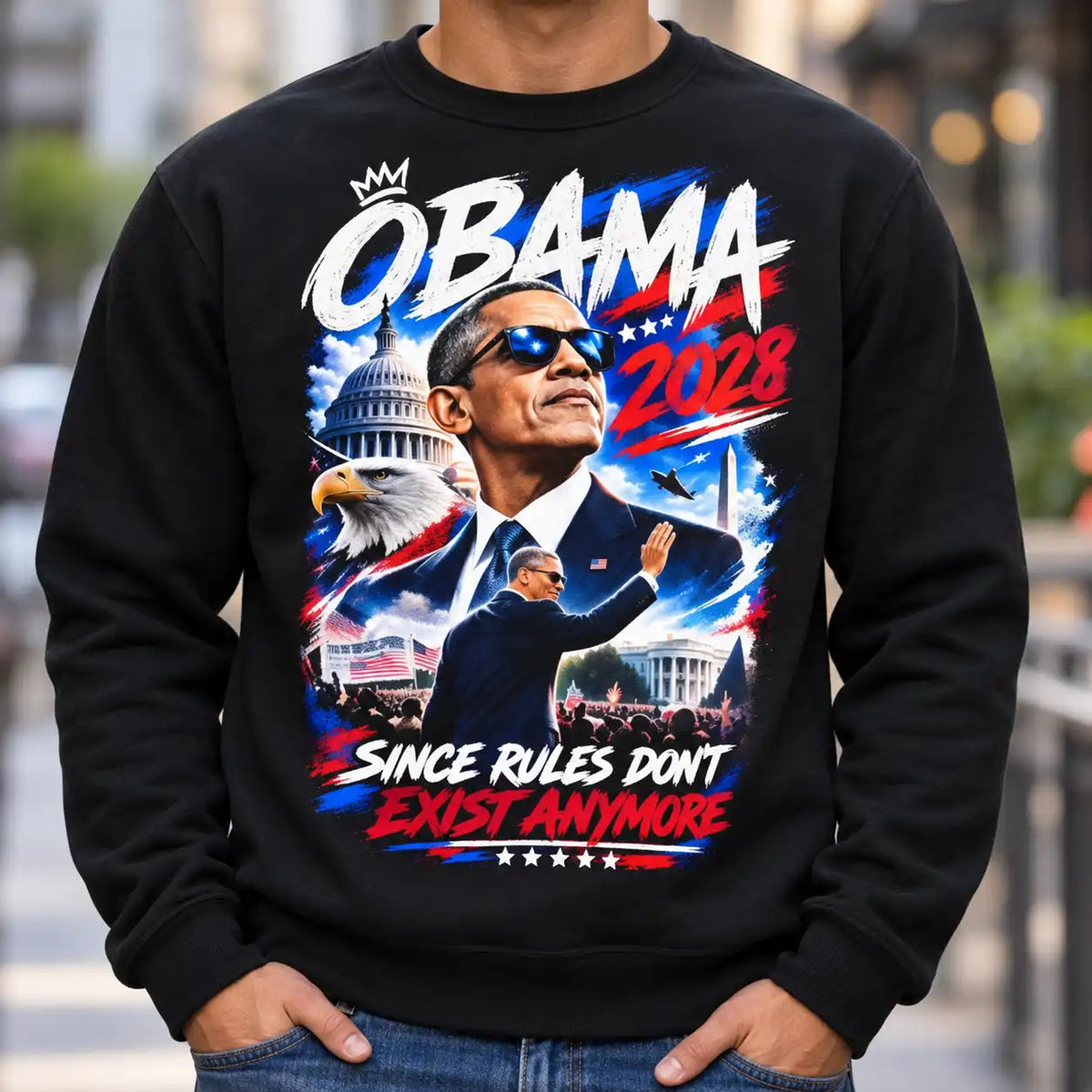 Funny Political Obama 2028 T-Shirt, Patriotic President Graphic Tee, Retro Presidential Humor Shirt