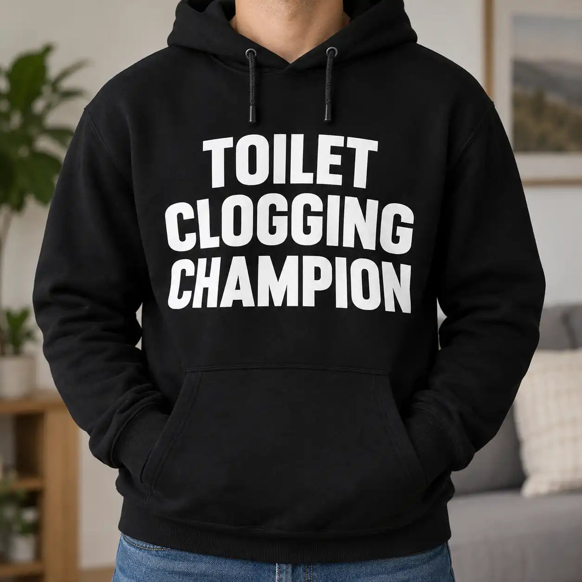 Toilet Clogging Champion Shirt, Funny Bathroom Humor T-Shirt, Sarcastic Adult Gag Gift Tee For Men