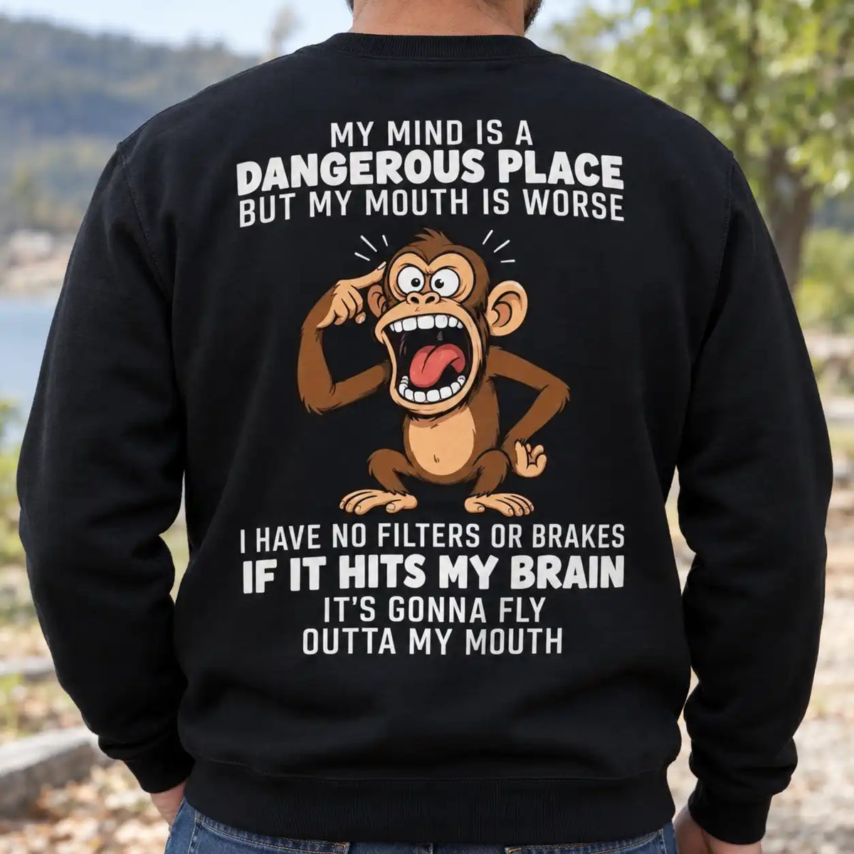 Funny Monkey T-Shirt, No Filter Humor Graphic Tee for Men