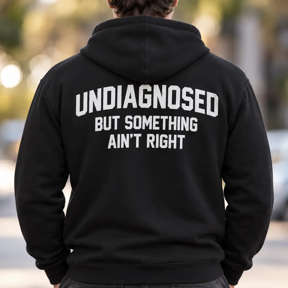 Undiagnosed But Something Ain't Right Shirt, Funny Sarcastic Varsity Back Print T-Shirt, Relatable Humor Gag Gift Tee