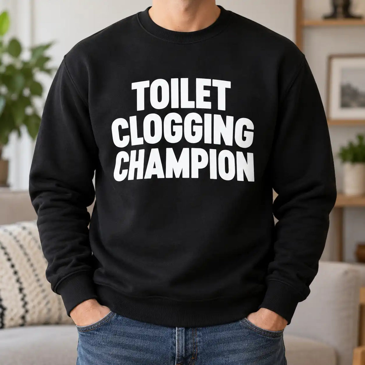Toilet Clogging Champion Shirt, Funny Bathroom Humor T-Shirt, Sarcastic Adult Gag Gift Tee For Men