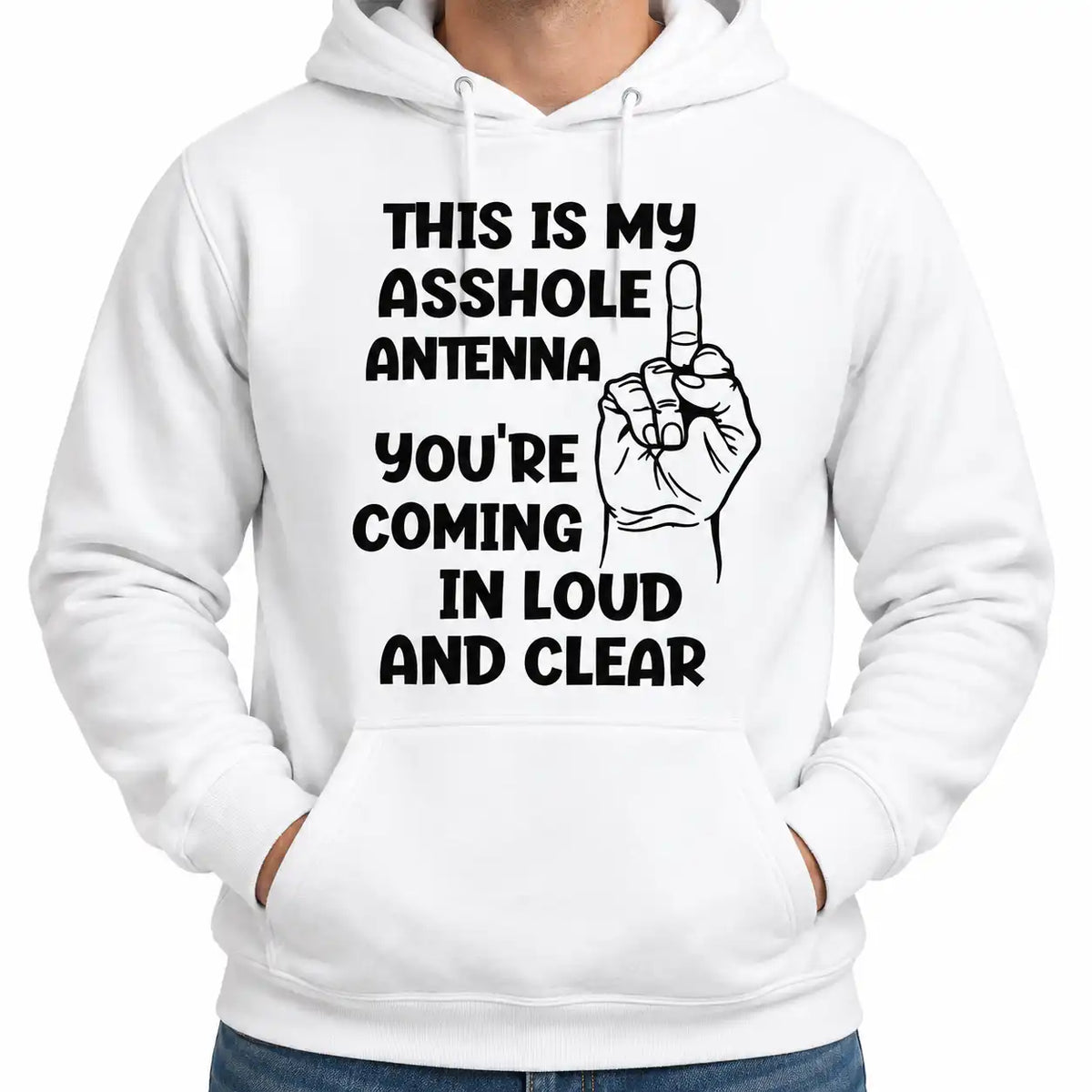 Funny Asshole Antenna T-Shirt, Rude Sarcastic Graphic Tee, Middle Finger Humor Shirt