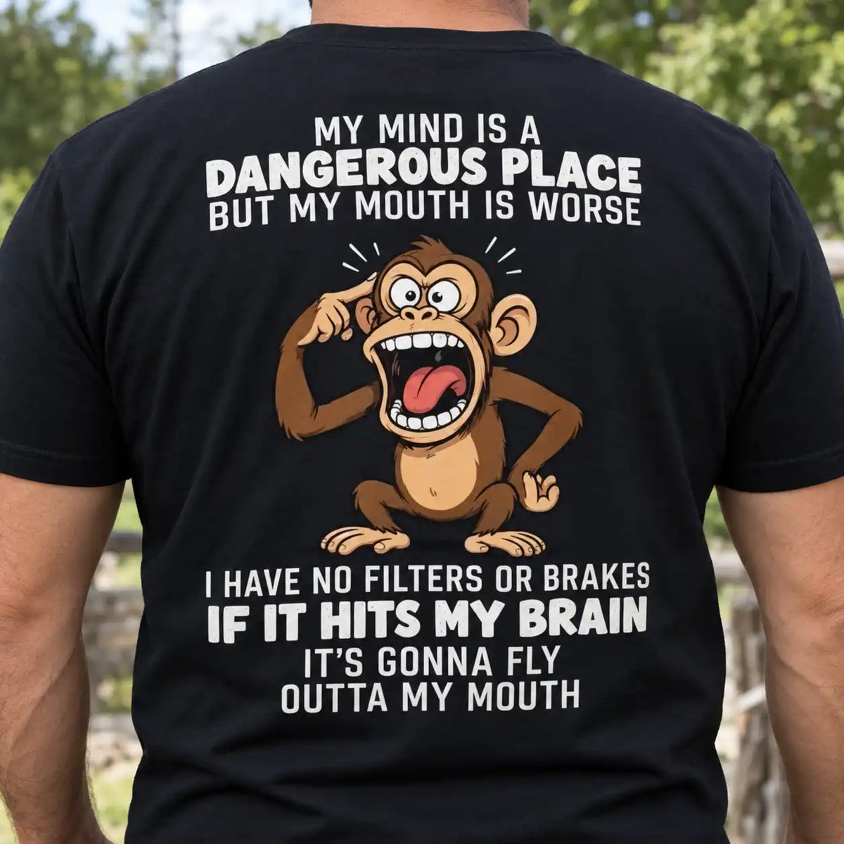 Funny Monkey T-Shirt, No Filter Humor Graphic Tee for Men