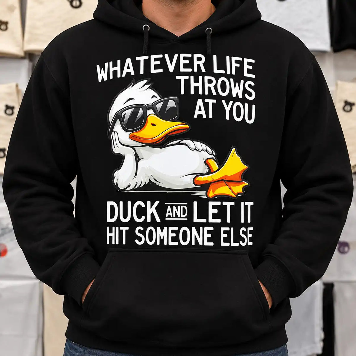 Funny Duck T-Shirt, Whatever Life Throws At You Quote Tee
