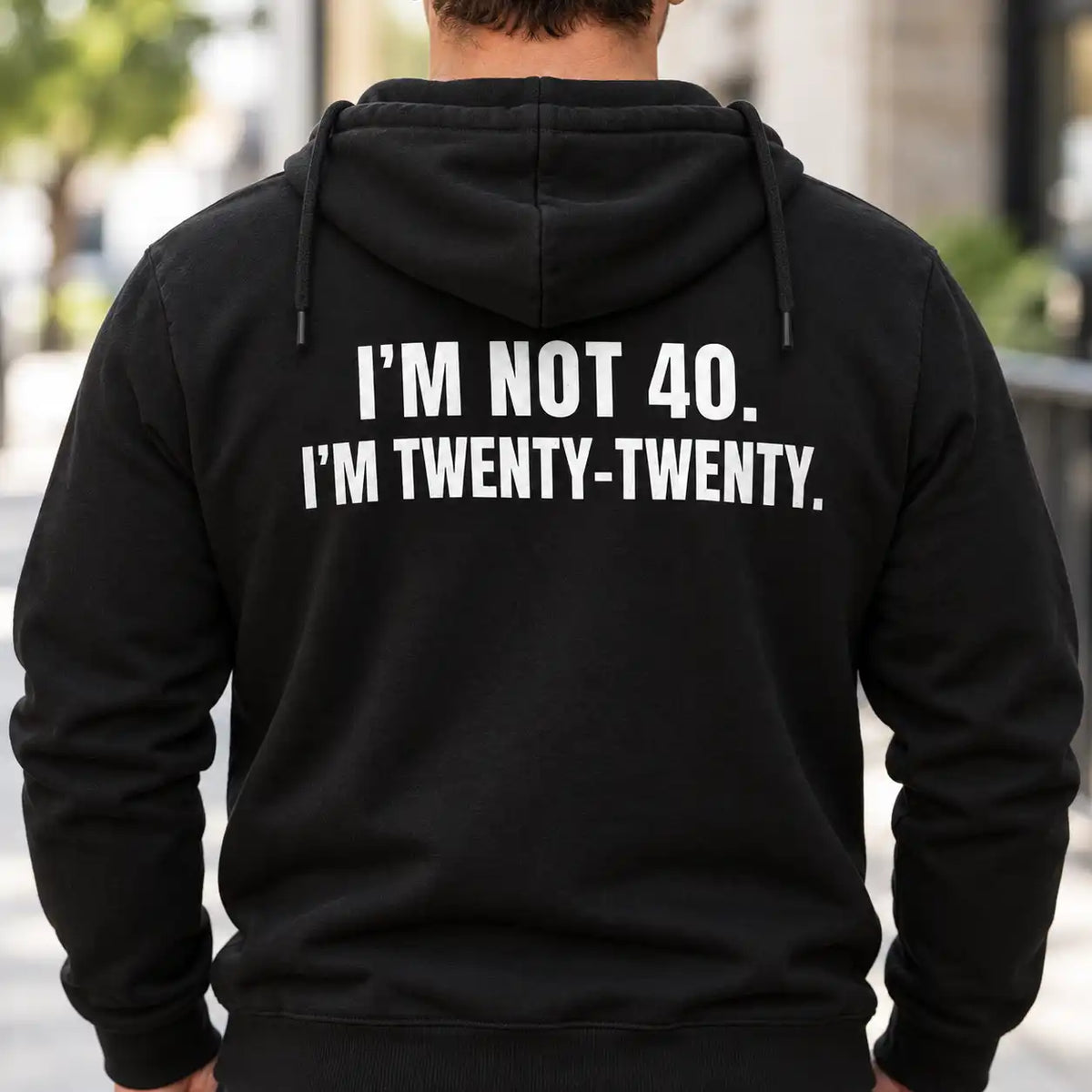 I'm Not 40 I'm Twenty-Twenty Shirt, Funny 40th Birthday Back Print T-Shirt, Turning 40 Sarcastic Gag Gift Tee