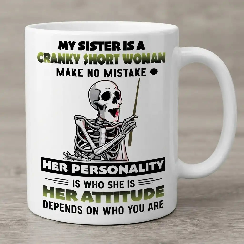 Funny Sister Mug, Cranky Sister Coffee Cup, Short Sister Gift, Sarcastic Sister Mug
