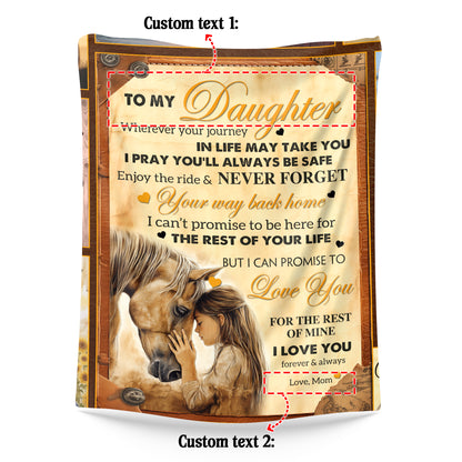 Netecom Personalized Horse To My Daughter Blanket from Mom, Custom Love Letter Throw Blanket for Couch, Bed or Sofa, Ultra Soft Warm Gift for Daughter’s Birthday and Christmas