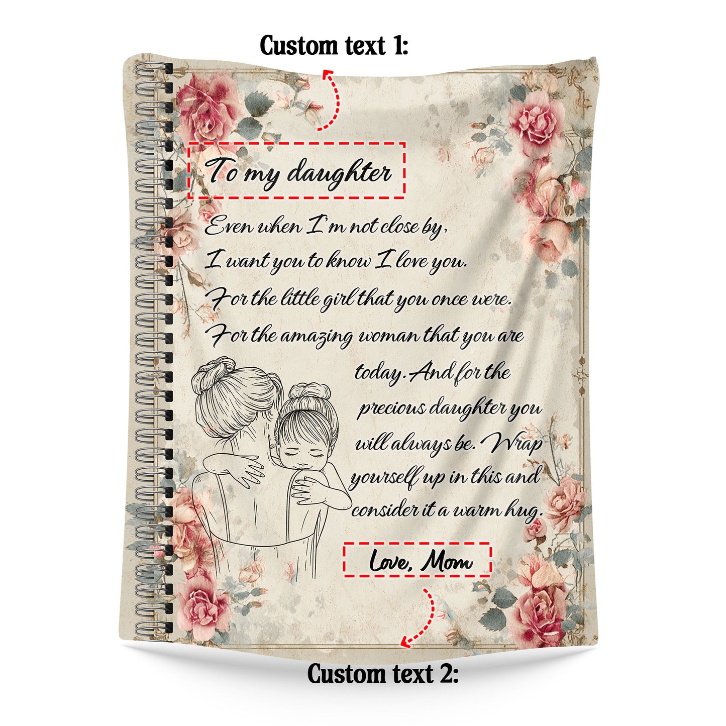 Netecom Personalized To My Daughter Blanket from Mom & Dad, Ultra Soft Warm Love Letter Throw Blanket for Couch, Bed or Sofa, Birthday Gift for Daughter, Present for Christmas or Graduation