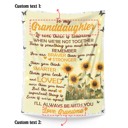 Netecom Personalized To My Granddaughter Blanket from Grandma and Grandpa, Ultra Soft Warm Sunflower Butterfly Throw Blanket for Couch, Bed or Sofa, Present for Christmas, Graduation or Anniversary