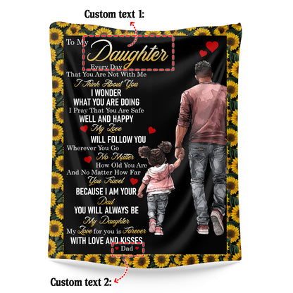 Netecom Personalized To My Daughter Blanket from Dad, Ultra Soft Cozy Plush Throw Blanket for Couch, Bed or Sofa, Birthday Gift for Daughter, Present for Christmas, Graduation