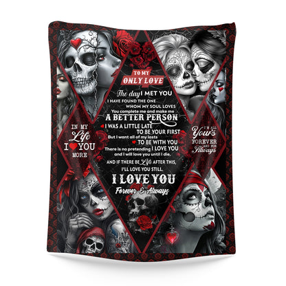 Netecom Gothic To My Only Love Blanket, Skull and Rose Throw Blanket for Couch, Bed or Sofa, Ultra Soft Warm Gift for Birthday, Anniversary and Christmas