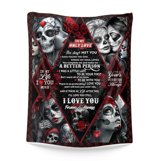 Netecom Gothic To My Only Love Blanket, Skull and Rose Throw Blanket for Couch, Bed or Sofa, Ultra Soft Warm Gift for Birthday, Anniversary and Christmas