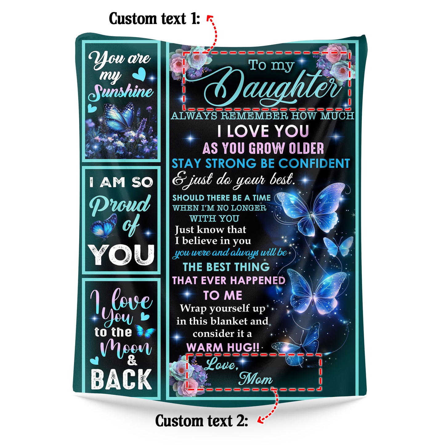 Netecom Personalized To My Daughter Blanket from Dad and Mom, Galaxy Butterfly Throw Blanket for Couch, Bed or Sofa, Ultra Soft Warm, Birthday, Christmas, or Graduation Gift for Daughter