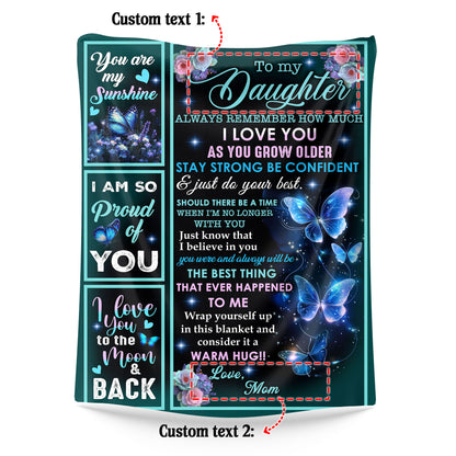 Netecom Personalized To My Daughter Blanket from Dad and Mom, Galaxy Butterfly Throw Blanket for Couch, Bed or Sofa, Ultra Soft Warm, Birthday, Christmas, or Graduation Gift for Daughter