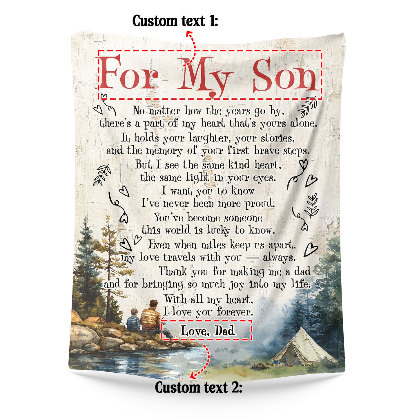 Netecom Personalized For My Son Blanket from Dad and Mom, Heartwarming Letter Throw Blanket for Couch, Bed or Sofa, Birthday Gift for Son, Present for Christmas, Sentimental Family Keepsake