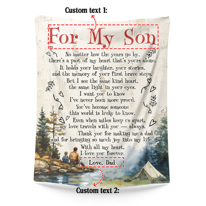 Netecom Personalized For My Son Blanket from Dad and Mom, Heartwarming Letter Throw Blanket for Couch, Bed or Sofa, Birthday Gift for Son, Present for Christmas, Sentimental Family Keepsake
