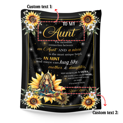 Netecom Personalized To My Aunt Blanket from Niece and Nephew, Sunflower Throw Blanket for Couch, Bed or Sofa, Ultra Soft Warm, Birthday Gifts for Aunt, Present for Christmas, or Anniversary
