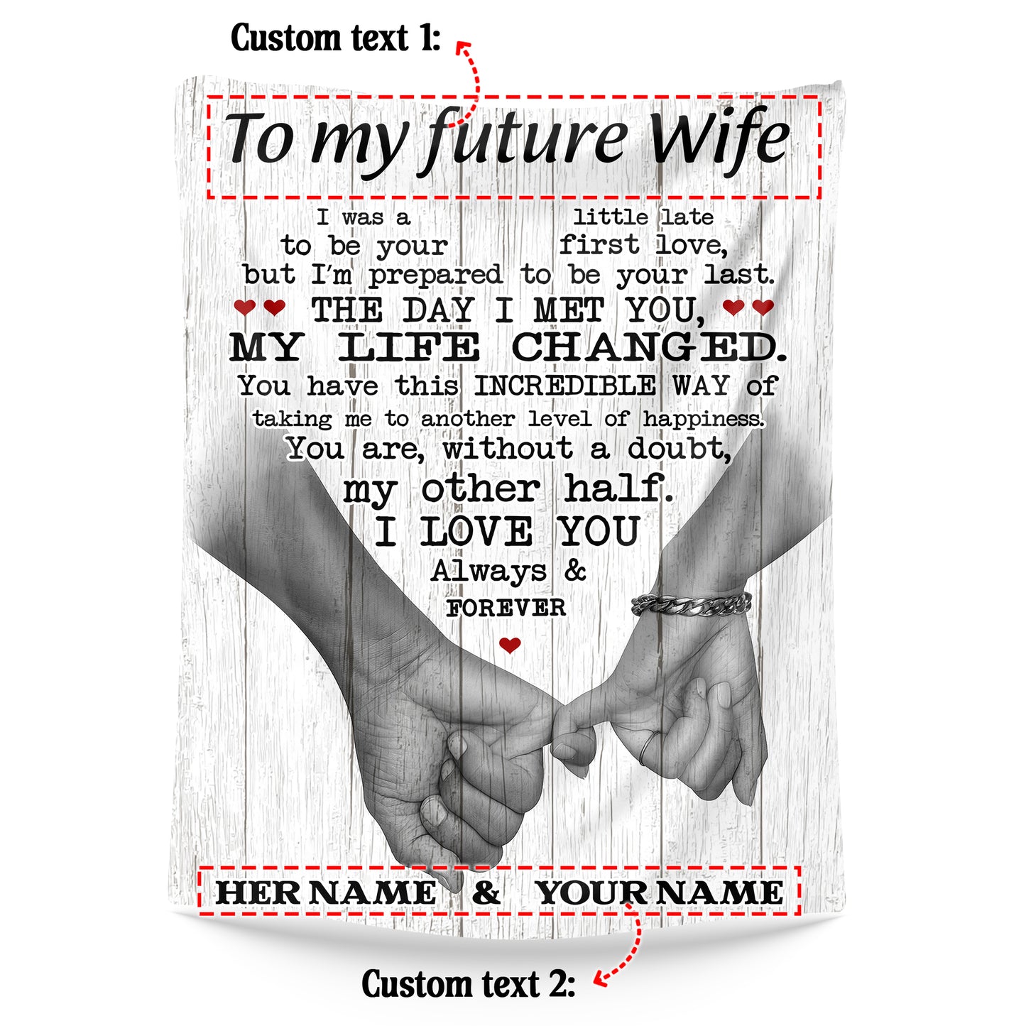 Netecom Personalized To My Future Wife Blanket, Romantic Love Letter Throw Blanket for Couch, Bed or Sofa, Gift for Fiancee or Girlfriend, Engagement, Wedding or Anniversary Present from Husband