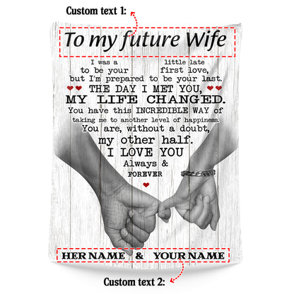 Netecom Personalized To My Future Wife Blanket, Romantic Love Letter Throw Blanket for Couch, Bed or Sofa, Gift for Fiancee or Girlfriend, Engagement, Wedding or Anniversary Present from Husband