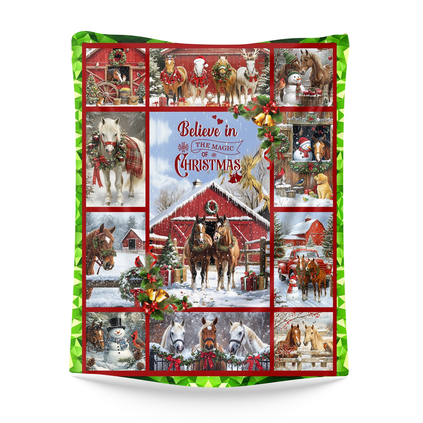 Netecom Horse Christmas Blanket, Farmhouse Winter Throw Blanket for Couch, Bed or Sofa, Ultra Soft and Warm, Horse Lover Gifts, Present for Christmas
