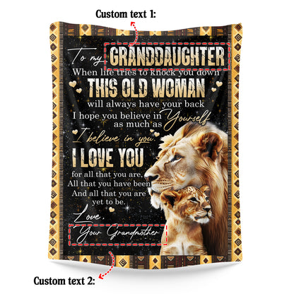 Netecom Personalized To My Granddaughter Blanket from Grandma and Grandpa, Lion Love Letter Throw Blanket for Couch, Bed or Sofa, Ultra Soft Warm, Birthday Gifts for Granddaughter, Christmas