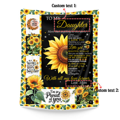 Netecom Personalized To My Daughter Blanket from Mom, Sunflower Throw Blanket for Couch, Bed or Sofa, Ultra Soft Warm, Birthday Gifts for Daughter, Christmas, Graduation