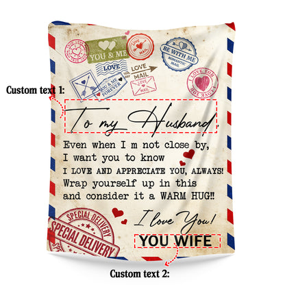 Netecom Personalized To My Husband Blanket from Wife, Romantic Love Letter Throw Blanket for Couch, Bed or Sofa, Ultra Soft Warm, Wedding Anniversary, Birthday or Valentine’s Day