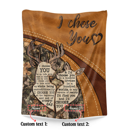 Netecom Personalized I Choose You Deer Couple Blanket, Romantic Hunting Themed Throw Blanket for Couch, Bed or Sofa, Gift for Husband and Wife, Anniversary or Valentine’s Day Present