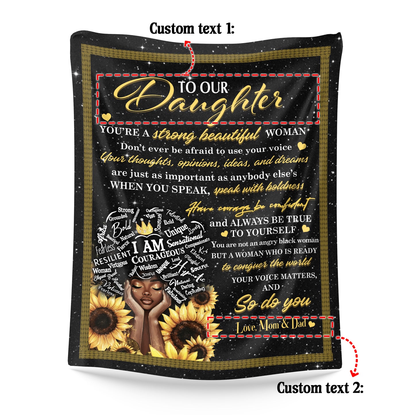 Netecom Personalized To My Daughter Blanket from Dad & Mom, Sunflower Throw Blanket for Couch, Bed or Sofa, Ultra Soft Warm, Birthday Gifts for Daughter, Present for Christmas, Graduation