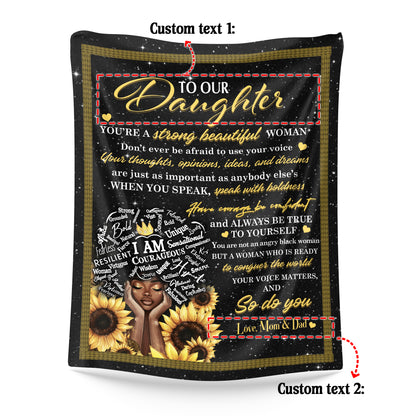 Netecom Personalized To My Daughter Blanket from Dad & Mom, Sunflower Throw Blanket for Couch, Bed or Sofa, Ultra Soft Warm, Birthday Gifts for Daughter, Present for Christmas, Graduation