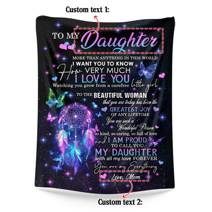 Netecom Personalized To My Daughter Blanket from Mom and Dad, Dreamcatcher and Butterfly Throw Blanket for Couch, Bed or Sofa, Birthday or Christmas Gift for Daughter, Graduation, Anniversary