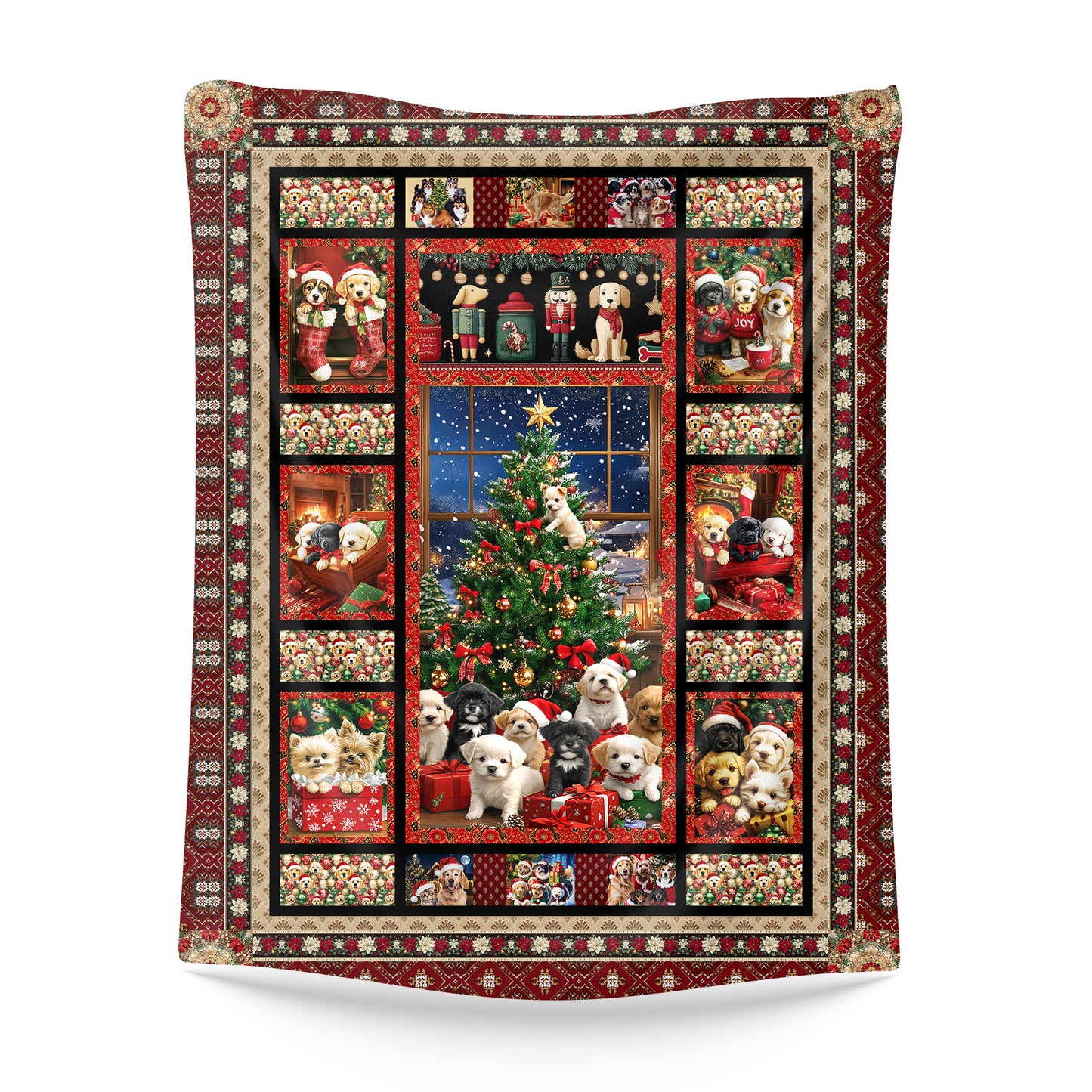 Netecom Christmas Dogs Blanket, Festive Holiday Puppy Throw Blanket for Couch, Bed or Sofa, Ultra Soft and Warm Gift for Christmas Season and Cozy Winter