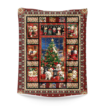 Netecom Christmas Dogs Blanket, Festive Holiday Puppy Throw Blanket for Couch, Bed or Sofa, Ultra Soft and Warm Gift for Christmas Season and Cozy Winter
