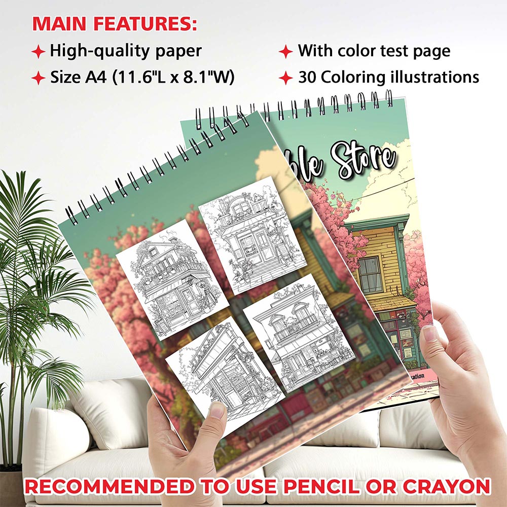 MOTAVYN Adorable Store Coloring Sheets for Adults