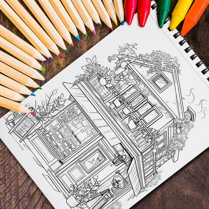 MOTAVYN Adorable Store Spiral Coloring Book for Adults
