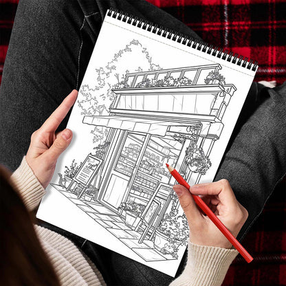 MOTAVYN Adorable Store Spiral Bound Coloring Book for Adults