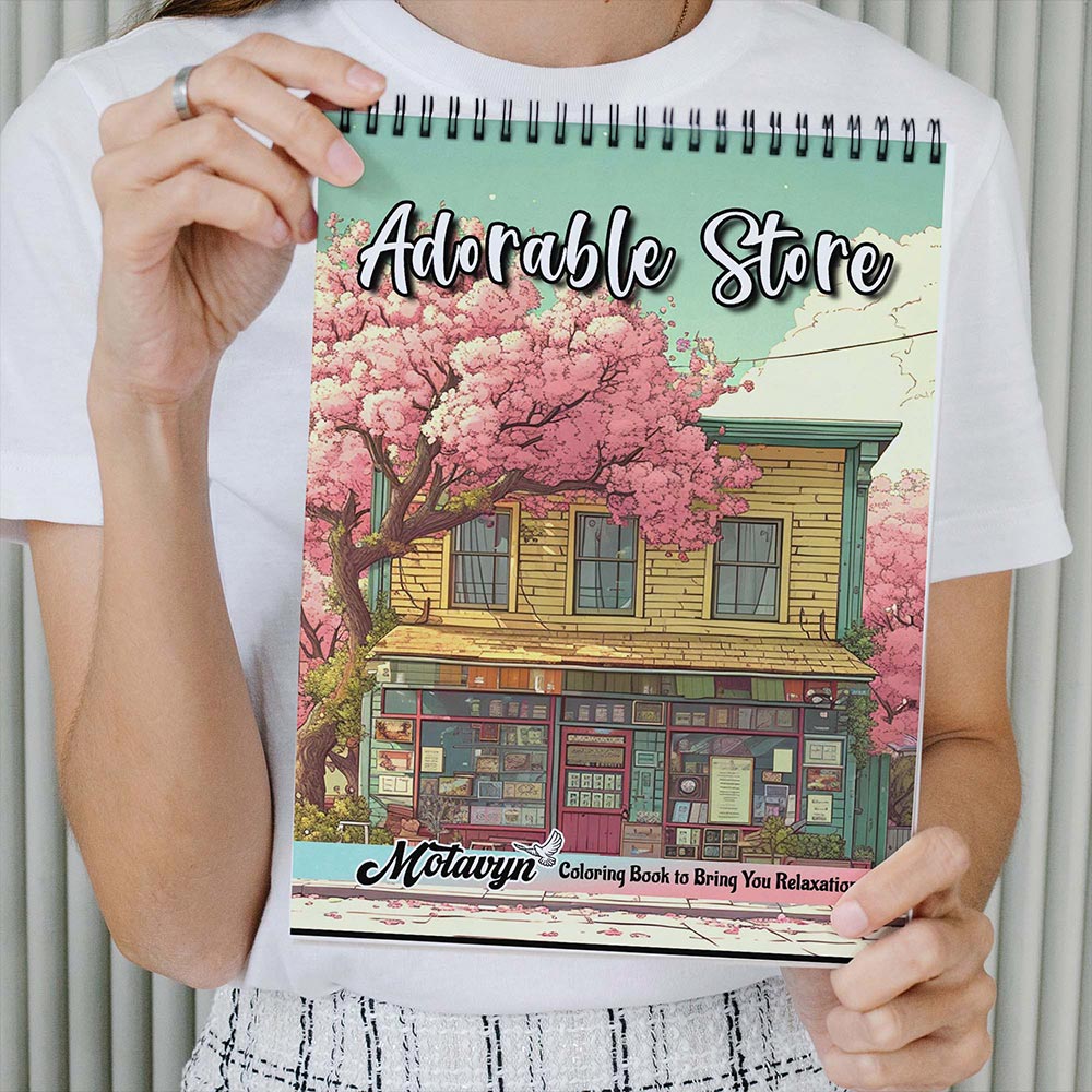 MOTAVYN Adorable Store Coloring Book Spiral Bound for Adults