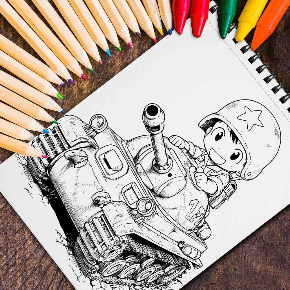 MOTAVYN Adorable Tank Spiral Coloring Book for Adults