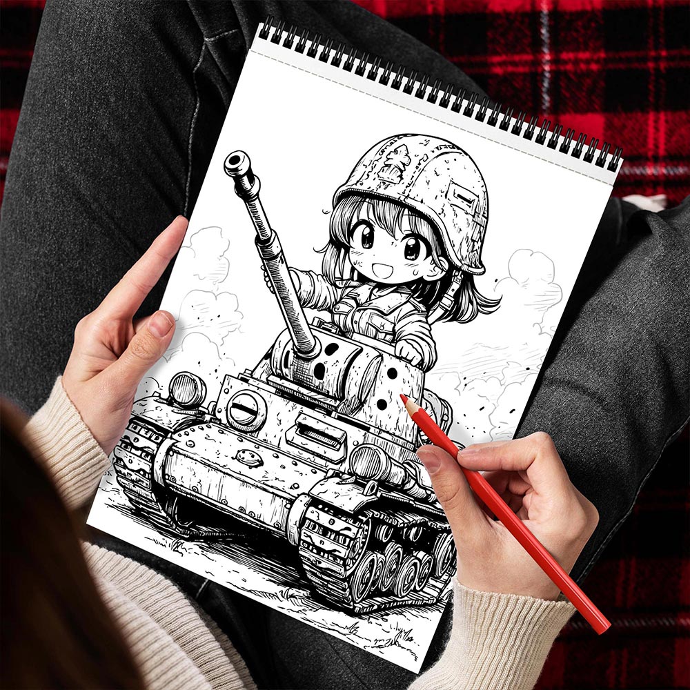 MOTAVYN Adorable Tank Spiral Bound Coloring Book for Adults