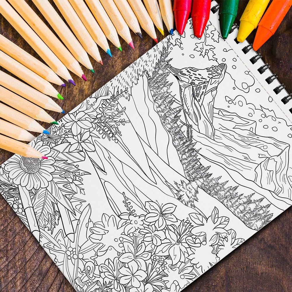 MOTAVYN Alpine Wonders Spiral Coloring Book for Adults