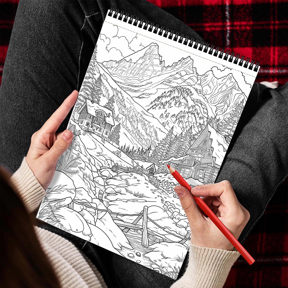 MOTAVYN Alpine Wonders Spiral Bound Coloring Book for Adults