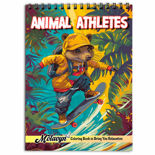 MOTAVYN Animal Athletes Coloring Book for Adults