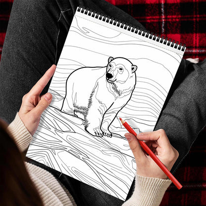 MOTAVYN Antarctic Animals Spiral Bound Coloring Book for Adults
