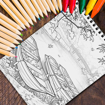 MOTAVYN Autumn Charm Spiral Coloring Book for Adults